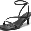 DREAM PAIRS Women's Low Kitten Heels Strappy Open Square Toe Ankle Strap Sexy Fashion Comfort Dress Shoes Party Heeled Sandals (10, Black)