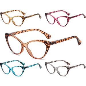 NOVIVON Reading Glasses for Women 5 Pack, Blue Light Blocking Readers Vintage Cat Eye Eyeglasses Anti Glare Filter UV Ray