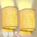 Dexnump Rechargeable Wall Sconce Set of 2, 1000mAh Wireless Wall Picture Light Lamp for Bedroom, 13 Colors, 100Lumen, Adjustable Brightness, Timer
