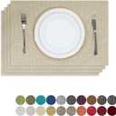 Kevin Textile Table Mats Set of 4 Heat Resistant Washable Placemats for Parties Buffet Dinner, 13 x 19 inches, Light Beige