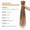 HANNE Dreadlock Extensions 10 Strands Double Ended Dreadlock Extensions 24 Inch Synthetic Dreadlock Extensions Brown Reggae Hip-Hop Dreads Hair Extensions (27#)