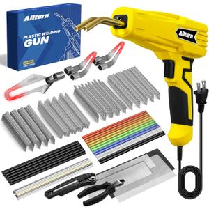 Allturn Upgraded Plastic Welder, 2 in 1 Plastic Welding Kit, Hot Staples Weld Gun, Car Bumper Repair Kit for Most Plastics, Patent Number D970324(Yellow)