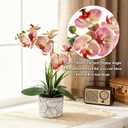 Artificial Orchid Flower Plant, 14.9'' Real Touch Faux Orchid Pink with Ceramic Vase, Fake Orchid Arrangements Home Office Decor Indoor Outdoor Wedding Table Centerpieces