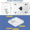 JINSHUNFA Adhesive Wall Hooks 13LB Heavy Duty No Drill Transparent Waterproof Hooks for Bathroom Kitchen Towel Coat 12 Pack
