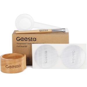 GEESTA Reusable Aluminum Foil Seals Kit Compatible with Nespresso Vertuoline Capsules (Wooden)