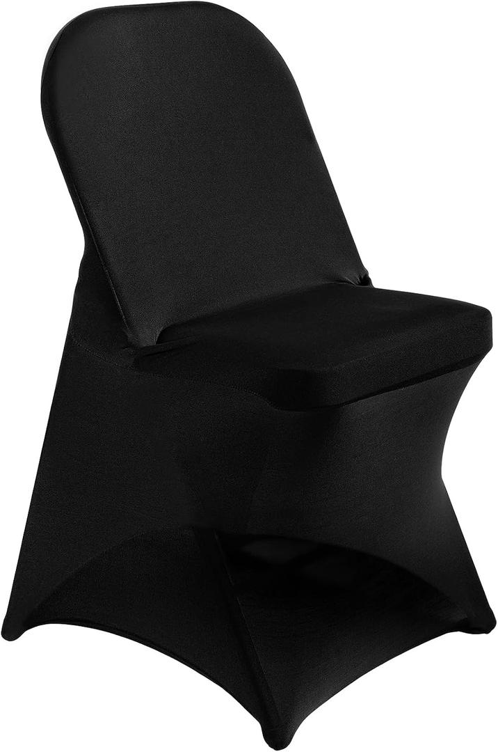 Stretch Spandex Chair Covers - Black 100 PCS, Folding Kitchen Chairs Cover, Universal Washable Slipcovers Protector, Removable Chair Seat Covers, for Wedding Party Dining Room Banquet Event