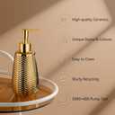 Gold Soap Dispenser,Wavy Design Ceramic Lotion Soap Dispenser for Bathroom, Kitchen, Hand Soap, Dish Soap, Bathroom Countertop