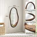 JJUUYOU Asymmetrical Mirror Irregular Bathroom Wall Mirror 34"x22" Large Wooden Frame Modern Hanging Mirrors Wall Mirrors for Makeup Bathroom Living Room Brown