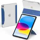 Feams Ultra Slim Case for iPad A16 11th Generation 11 Inch 2025, iPad 10th Generation 10.9 Inch 2022, YFold Stand Cover Translucent Back with Portrait Mode, Magnetic Clasp & Auto Sleep, Navy Blue