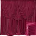 6 Panels Burgundy Backdrop Curtains for Wedding Party Wrinkle Free Backdrops Curtain Drapes Fabric Decorations Maroon Photo Back Drop for Baby Shower Photography Stage Reception 30ft(W) x 12ft(H)