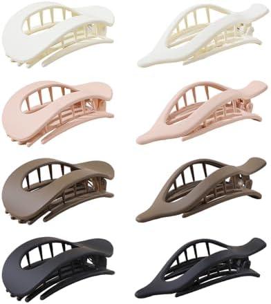 8 Piece French Flat Hair Clips for Women – Matte No-Slip duckbill Claw Barrettes for Thick & Thin Hair, Side Slide Volume Clips for Girls