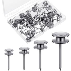 Ferraycle 40 Piece Double Headed Picture Hangers Nails 4 Size Thumb Tacks for Wall Hanging Renter Friendly Decor Heavy Duty Push Pins Wall Nails for Drywall Frame Art, 10/20/ 30/ 50lb(Silver)