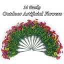 2 x Sahoottie Colorful Artificial Flowers for Outdoors Fake Plastic Flowers 14 Bundles Faux Colorful Daisy Eucalyptus for Outside Porch Patio Garden Decor (4 Mix Colors)