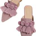 Verdusa Mules for Women 2025 Dress Shoes Slip On Flats Comfortable Pointed Toe Mules Dressy Casual Loafers (Mauve Purple, Size: 8.5)