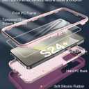 for Samsung Galaxy S24-Plus Case, with Screen Protector, Port Protection, Full-Body Silicone Rubber Covered, 3-Layer Combo Drop-Proof Cover Phone Case for S24 Plus 5G(2024), Pink/Purple