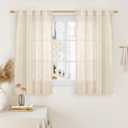 Natural Linens Curtains, 48" x 64", Beige