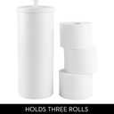 iDesign Freestanding Bathroom Toilet Paper Storage Holder with Lid for 3 Extra Rolls, White