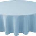 Biscaynebay Textured Fabric Round Tablecloths 60" for Round Tables diameters from 28" to 48", Light Blue Water Resistant Folding Table Covers Washable for Dining, Kitchen, Wedding, Parties etc