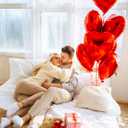 Anniversary Balloons Decorations,Happy Anniversary Banner,Red Heart Shaped Balloons,Large Love Balloon,Rose Petals,Latex Balloon for Romantic Nigh Valentines Day Party Supplies