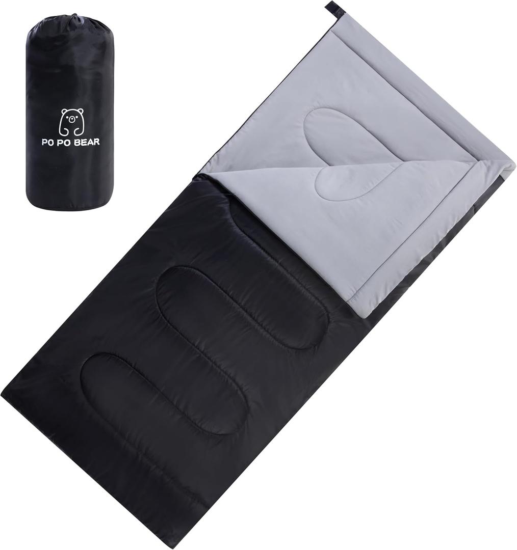 PO PO BEAR Zero Degree Sleeping Bag for Adults 100% Cotton Flannel Tall and Big (84" x 40" Right Zip)