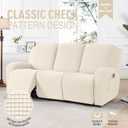 TAOCOCO Recliner Sofa Covers 8-Pieces Stretch Large Couch Covers for 3 Seats Reclining Slipcovers Soft Jacquard Pattern Furniture Protector (Beige)
