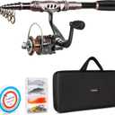 PLUSINNO Fishing Rod and Reel Combos Carbon Fiber Telescopic Fishing Pole with Reel Combo Sea Saltwater Freshwater Kit Fishing Rod Kit (2.1M 6.89FT, Full Kit with Carrier Case)