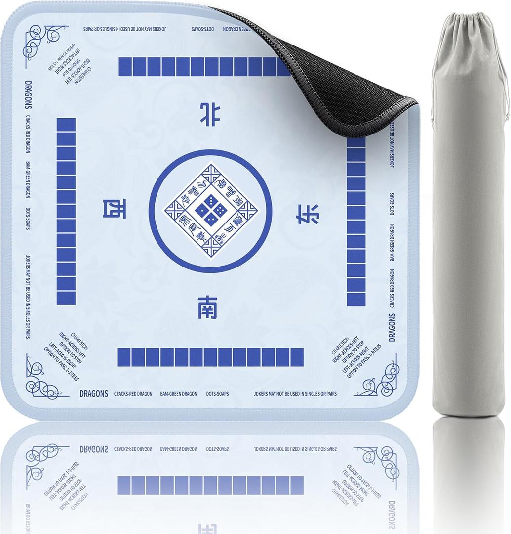 2F22E Mahjong Mat, Noise Reduction Non-Slip Mahjong Mat for Table, 32.4 * 32.4 Inch Mahjong Table Mat for Poker, Board Games Table Mat, Card Games, Tile Games, Dominoes(Sky Blue)