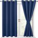 Hiasan Blackout Curtains for Bedroom, 52 x 54 Inches Long - Thermal Insulated & Energy Saving Window Curtains for Living Room, 2 Drape Panels Sewn with Tiebacks, Navy