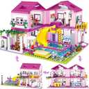 Pink Girls Summer Villa Friends Building Set Compatible with Lego Friends Construction Educational Toy for Kids Age 8-12 and Up 1018 PCS