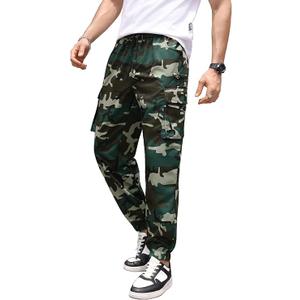WDIRARA Men's Camo Print Drawstring High Waist Cargo Pants Streetwear Joggers with Pockets, Medium