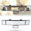 15" Rear View Mirror with Baby Mirror,Car Panoramic Rearview Mirrors Extender,Clip on Large Wide Angle Rear View Mirror for Truck Car and SUV (White) (15" Square Corner)