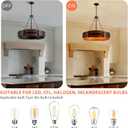 Modern Farmhouse Chandelier 26" Industrial Drum Pendant Lighting Fixture 5-Light Black Walnut Grain Finish for Dining Room Kitchen Island Office Living Room