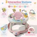 Baby Walker with Wheels, Foldable Baby Walker for Baby 6-12 Months, 3-Position Rotating Seat with Interactive Activity Center, Music Buttons, Baby Walkers for Boys Girls(Pink)