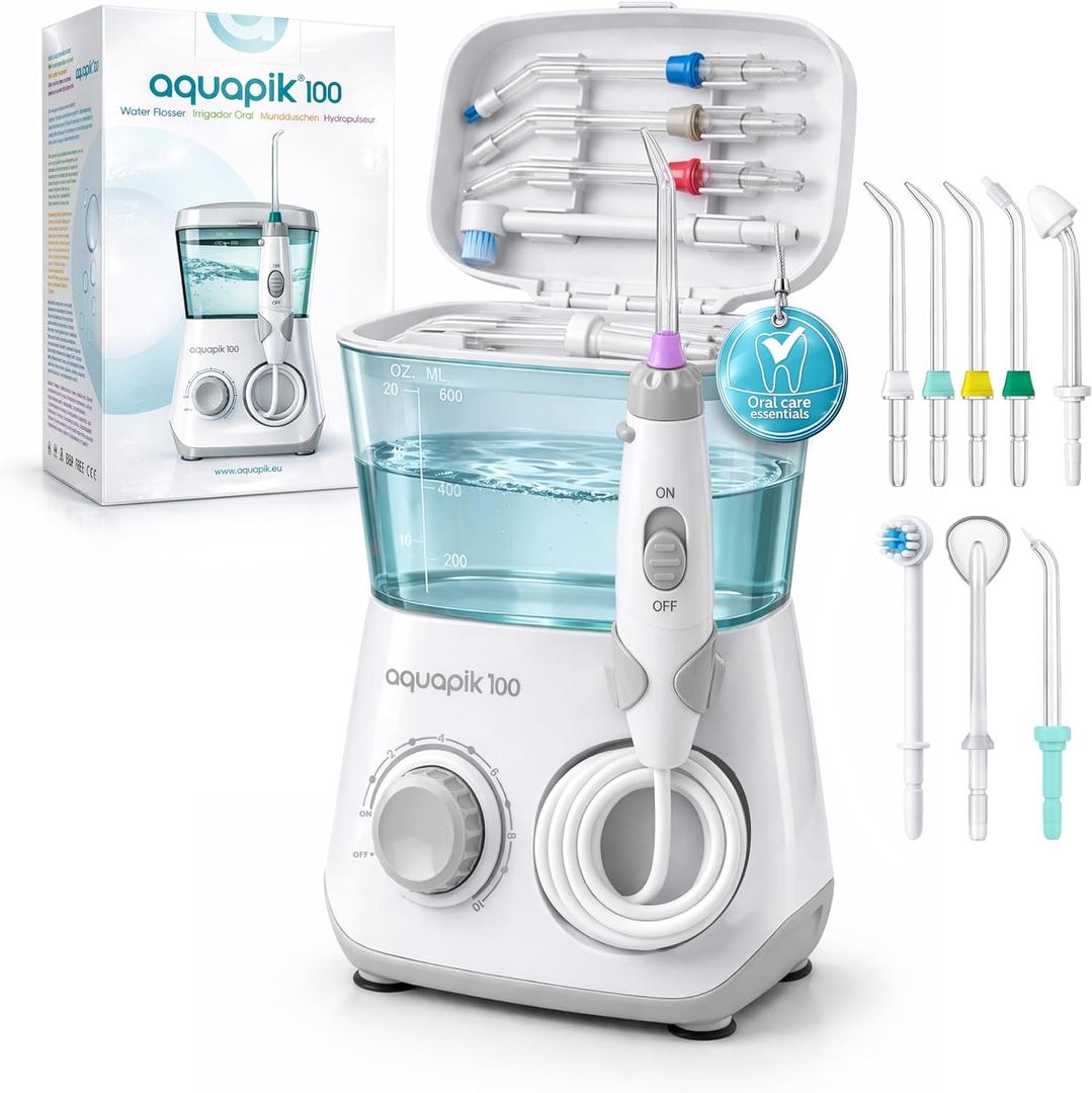 Bostontech Water Flosser Deep Oral Cleaning with Electric Power Oral irrigator with 10 Adjustable Pressure Levels 9 Nozzles Includes Special Nasal tip 600 ml Tank Ideal for Gums Braces Implants