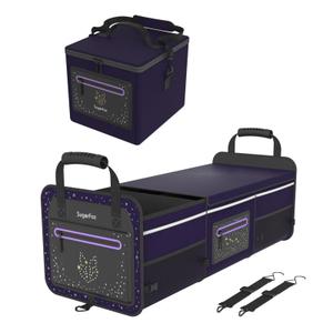 Trunk Organizer, Car Organizer, Foldable for SUV, Car, Includes 26L Ice Pack, Waterproof, 95L, Purple (X-Large)