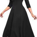 Nmoder Women's Casual Wrap Flared Midi Dress Wedding Guest Cocktail Tea Dresses A-Line Swing V-Neck 3/4 Sleeve XL