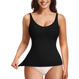 YERKOAD Compression Tanks for Women Shapewear Tank Tops Tummy Control Tank Top Scoop Neck Camisole Tops (Medium, Black)
