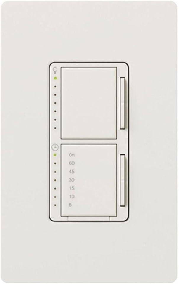 Lutron Maestro 300-Watt Single-Pole Digital Dimmer and Timer Switch, for Incandescent and Halogen Bulbs, MA-L3T251-WH, White