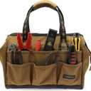 Coreflex 14 inch Wide-Mouth Tool Bag, Gear Bag, Multiple Purpose - for Plumbers, Electricians, Handymen also good for daily use, office use and camping. (Tan)