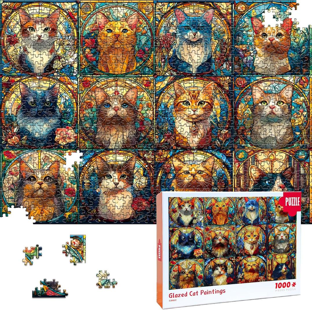 GIVEITALL Jigsaw Puzzles for Adults 1000 Pieces Challenging Puzzles for Adults Cat Puzzle for Kids Gift for Christmas, Birthdays, Anniversaries, Thanksgiving, Holidays Decorations