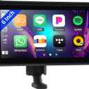 CarPlay Screen for Motorcycle,Portable Wireless Carplay/Android Auto for Motorcycle,6 inch IPS Waterproof Portable Radio GPS Display for Motorbike with Airplay,Bluetooth,TF Port