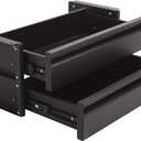 15 in 2-tier Under Desk Drawer,Adjustable Height, Under Desk Drawer Slide Out with Slide Extension Mounted Under Flat Wooden Table, Carbon Steel Hidden Desk Drawer for Office & Home