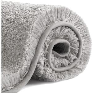 VANZAVANZU Bath Mats Non Slip Ultra Soft Absorbant Microfiber Fluffy Thick Bathroom Rugs Machine Washable (16"x24", Light Gray)