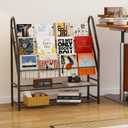 Arbuxzuy Magazine Rack Small Metal for Storage Freestanding 11.8" D x 32.3" W x 38.2" H, Sofa Height Book Shelf Short Inclined for Display and Storage, Ladder Bookcase for Home Office, Black, Large