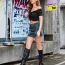 Modatope Knee High Boots Women Pointed Toe Stiletto Heel Fall Tall Boots Elastic Leather Long Boots Side Zipper (Black). 8.5 Size