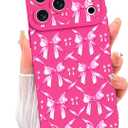 ZIYE Designed for iPhone 17 Pro Max Case Hot Pink Bows Pattern Phone Case with Camera Protection,Soft TPU Silicone Rubber Protective Cover Cute Design Cases Compatible with iPhone 17 Pro Max 6.9 Inch