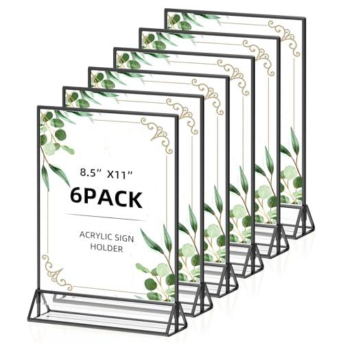 foltsyga 8.5x11 Picture Frame Black Acrylic Sign Holder Double-Sided Display Stand for Wedding Signs Table Numbers Menu Holders, Pack of 5