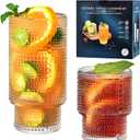 Hobnail Drinking Glasses Set of 12, Stackable Glasses 12 oz and 7 oz, Bubble Glasses Drinking, Vintage Glassware, Beaded Glassware, Highball Glasses, Gift Box Set