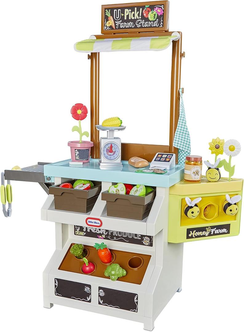 Little Tikes 3-in-1 Garden to Table Market Pretend Garden Food Growing and Cooking Toy Role Play Kitchen Playset for Multiple Kids and Toddlers