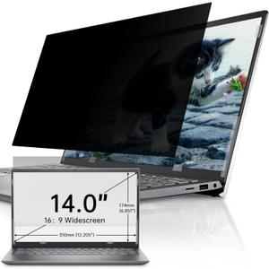 IPROKKO Laptop Privacy Screen 14 Inch 16:9 Aspect, Compatible with HP, Dell, Acer, Asus, Samsung, Lenovo Yoga & More, Removable Anti Blue Light Glare Spy Computer Monitor Filter Security Shield